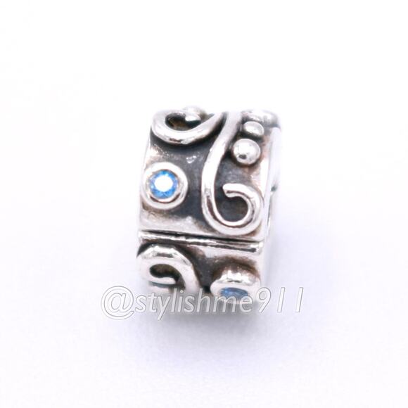 Authentic PANDORA Tendril Blue CZ Clip - 790380CZB - Picture 8 of 11